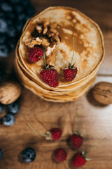 Pankeys with berries on the plate