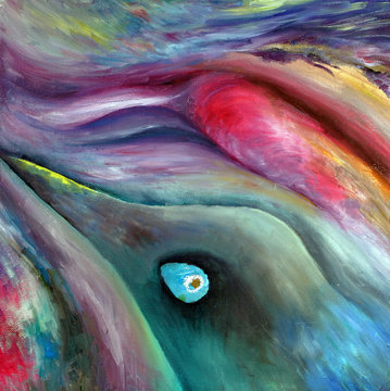 Sketch of a mythical bird. Palette with bright colors. 
