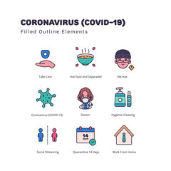 Coronavirus awareness illustration linear color style