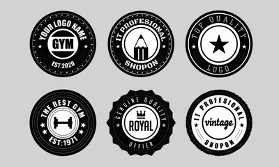 Vintage circle logo labels, stylist badge logo set