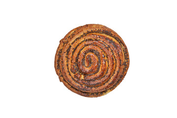 Delicious sweet bun. The assortment of bakery and bakery. Closeup on a light background