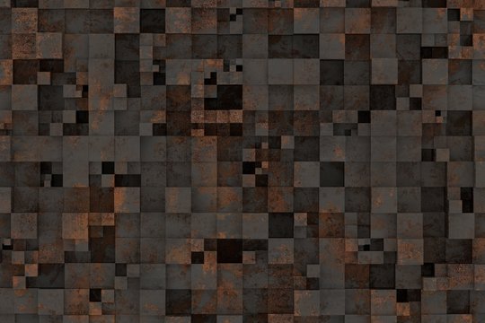 Texture of square tiles of different sizes. 3d render © potas