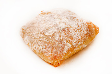 Square pastry with cheese. Khachapuri close up on light background