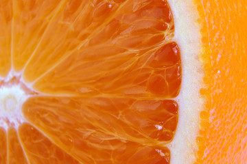 Macro photography of a fresh, ripe, juicy, sweet orange.