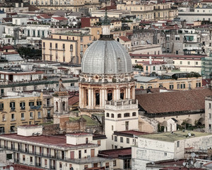 Fototapeta premium Basilica dello Spirito Santo and Naples old town, Italy