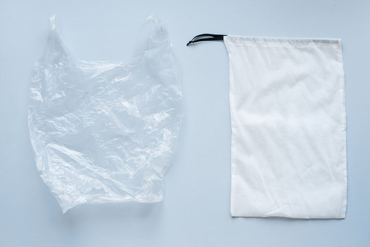 white plastic and Eco bag. 