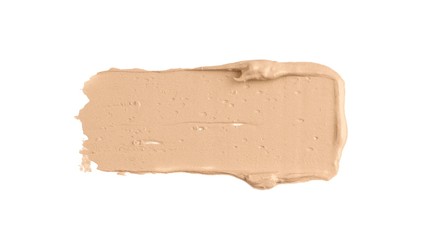 Colored creamy stroke swoosh smudge cosmetic texture isolated on white background. Mint green concealer  Makeup base foundation creamy texture