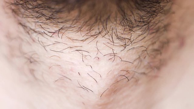 Macro footage of male throat swallowing