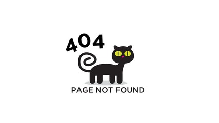 Black Cat 404 Error Warning Page for Website Development 4K size Background