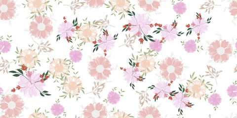 Obraz premium Seamless pattern with abstract flowers. Creative color floral surface design. Vector background.