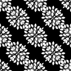 Decorative floral monohrome seamless pattern in ornamental style. Vector damask illustration for any design