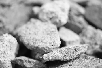 pile of old small stones, construction debris background