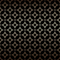 Poster de jardin Or abstrait géométrique Modèle sans couture simple art déco doré avec des formes rondes, des couleurs noir et or