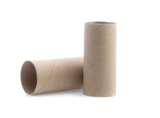 Leftover tissue paper roll on white isolate background