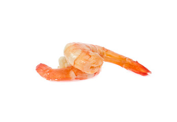 Cooked shrimps isolated on white background