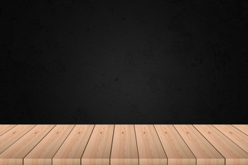 Wooden table with dark blurred background.