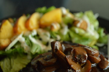 Grilled steak and summer salad