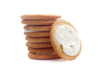 Sandwich cracker on white background