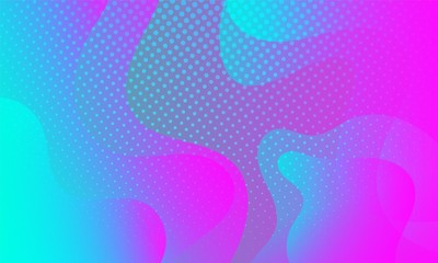 Abstract blue and purple liquid shapes overlapping with halftone. Colorful geometric background for cover, brochure, poster, banner, website, landing, leaflet, flyer, etc. 