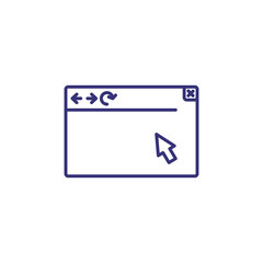 Web browser line icon. Window, interface, cursor. Information technology concept. Can be used for topics like software, app design, internet application
