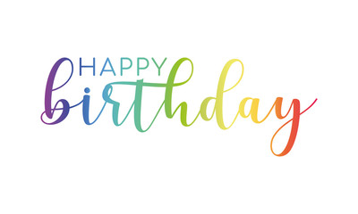 HAPPY BIRTHDAY vector rainbow mixed typography banner with  brush calligraphy