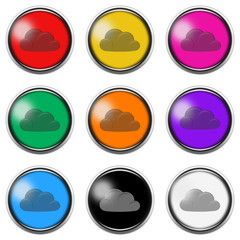 Cloud computing button icon set isolated on white with clipping path