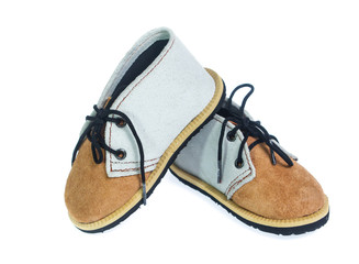 children's boy shoes on white background isolated