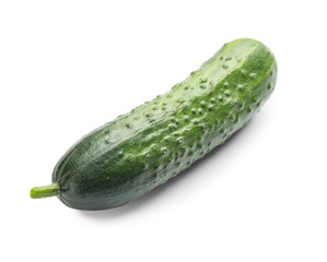 Green cucumber on white background