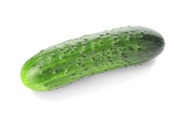Green cucumber on white background