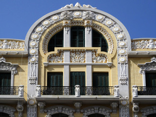 Fototapeta na wymiar Revival architecture in the city of Melilla. Spain. Detail of the House of David J. Melul. 1915-1917. 