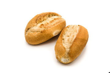 Baked small breads isolated on white background
