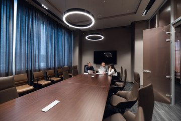 Group of business people having a discussion in conference room