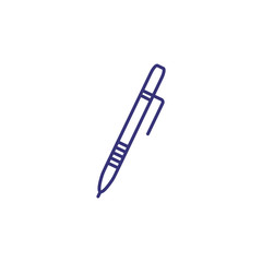 Fountain pen line icon. Calligraphy, clipboard, feather. Drawing concept. Can be used for topics like stationery, office supply, writing tools