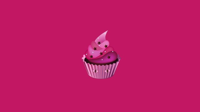  Abstract Minimal art animation, cupcakes on pink background.
