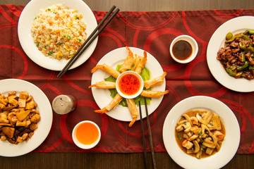 still life with chinese food dishes
