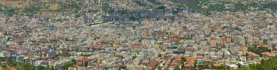 Fototapeta na wymiar Panorama of the central districts of Alanya. Turkey
