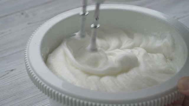 whipping egg white with a mixer