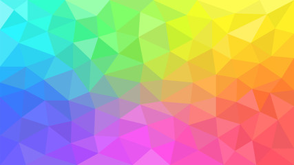 Multicolor rainbow low poly background. Abstract gradient pastel vector background from triangles. Polygonal colorful design. Vector illustration