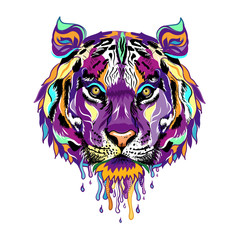 Abstract Tiger isolated on white background. Wall stickers