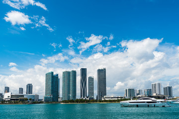 Fototapeta na wymiar Panorama of Downtown Miami by the coast