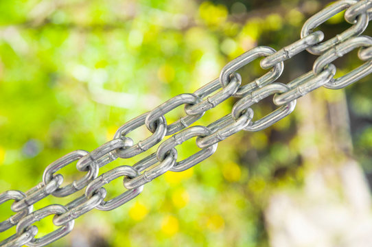 metal chain close up. the picture illustrates the inextricable link