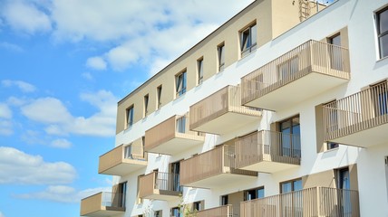 Facade of new residential building. Contemporary apartment building . Generic residential...