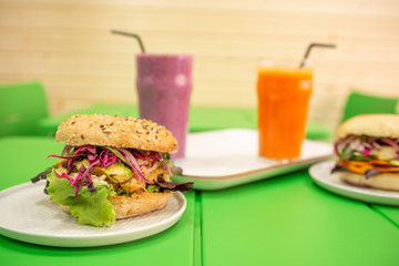 Delicious burger with quality ingredients