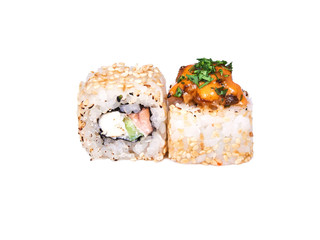 Sushi rolls isolated on white