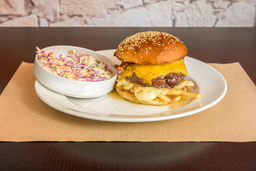 Delicious burger with quality ingredients