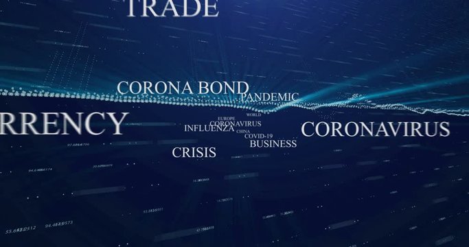 coronabond coronavirus cells covid-19 influenza with color of europe euro, concept of corona bond crisis for economy finance business europe for pandemic health risk recession 