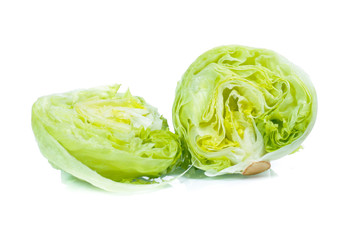 Green Iceberg lettuce on White Background