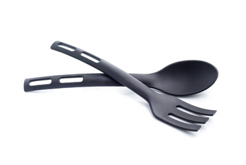 black kitchen utensil collection, isolated on white background