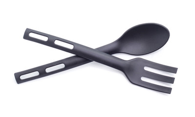 black kitchen utensil collection, isolated on white background