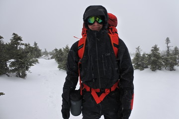 Fototapeta na wymiar Winter Mountaineering Hiking